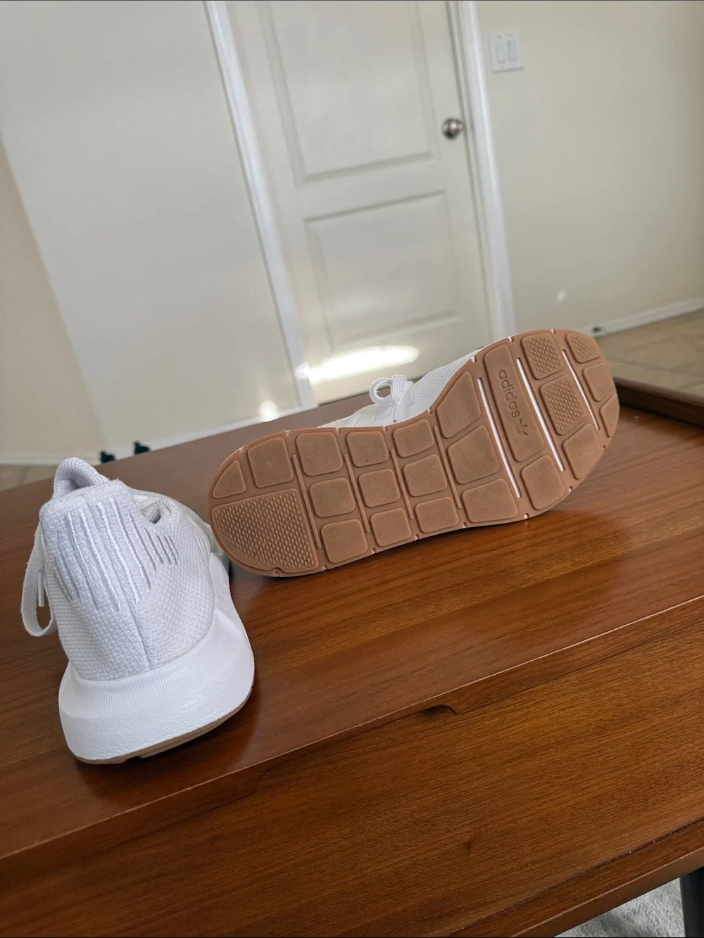 Adidas White Lightweight Knit Running Shoes